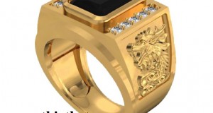 Nhẫn Nam Vàng 18K Gắn Đá Sapphire Đen