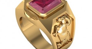 Nhẫn Nam Vàng Tây Gắn Đá Ruby