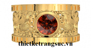 Nhẫn 12 Con Giáp Đá Garnet