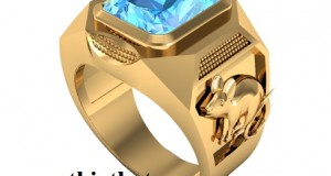 Nhẫn Nam Đá Thiên Nhiên Topaz Xanh