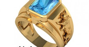 Nhẫn Nam Đẹp Vàng 18K Topaz Xanh