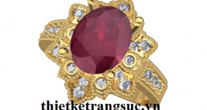 Nhẫn Kiểu Nữ Vàng 18K Đá Ruby