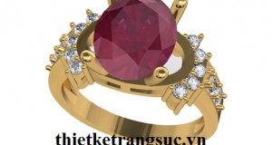 Nhẫn Nữ Đá Ruby Đỏ Vàng Tây