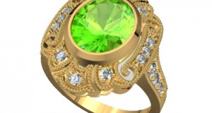 Nhẫn Nữ Mặt Đá Peridot Vàng 18k