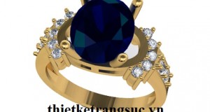 Nhẫn Nữ Sapphire Xanh Vàng Tây