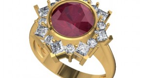 Nhẫn Nữ Vàng Tây Mặt Đá Ruby