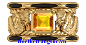 Nhẫn Rắn Lông Đuôi Voi Đá Citrine