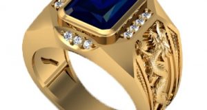 Nhẫn Nam Đẹp Nhất Hình Rồng Đá Sapphire Xanh Bích