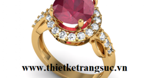 Kiểu Nhẫn Nữ Vàng 18K Đẹp Đá Ruby