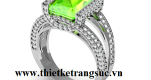 Kiểu Nhẫn Nữ Vàng Trắng Trẻ Trung Đá Peridot