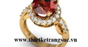 Nhẫn Kiểu Nữ Hiện Đại Gắn Đá Garnet