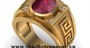 Nhẫn Nam Đơn Giản Hiện Đại Đá Ruby