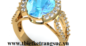 Nhẫn Nữ Đẹp Vàng 18K Đá Topaz Xanh