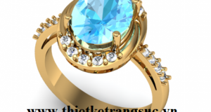 Nhẫn Nữ Thời Trang Gắn Đá Topaz Xanh