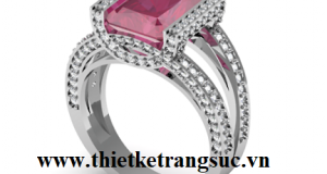 Nhẫn Nữ Vàng Trắng Cao Cấp Hiện Đại Gắn Đá Ruby