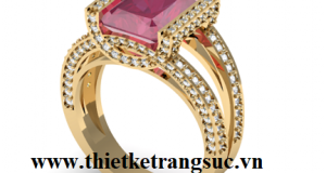 Nhẫn Vàng Tây Nữ 18K Đá Ruby