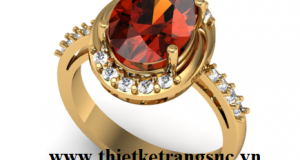 Nhẫn Vàng Tây Nữ Gía Rẻ Mặt Đá Garnet