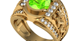 Nhẫn Nam Đá Peridot Vàng 18K